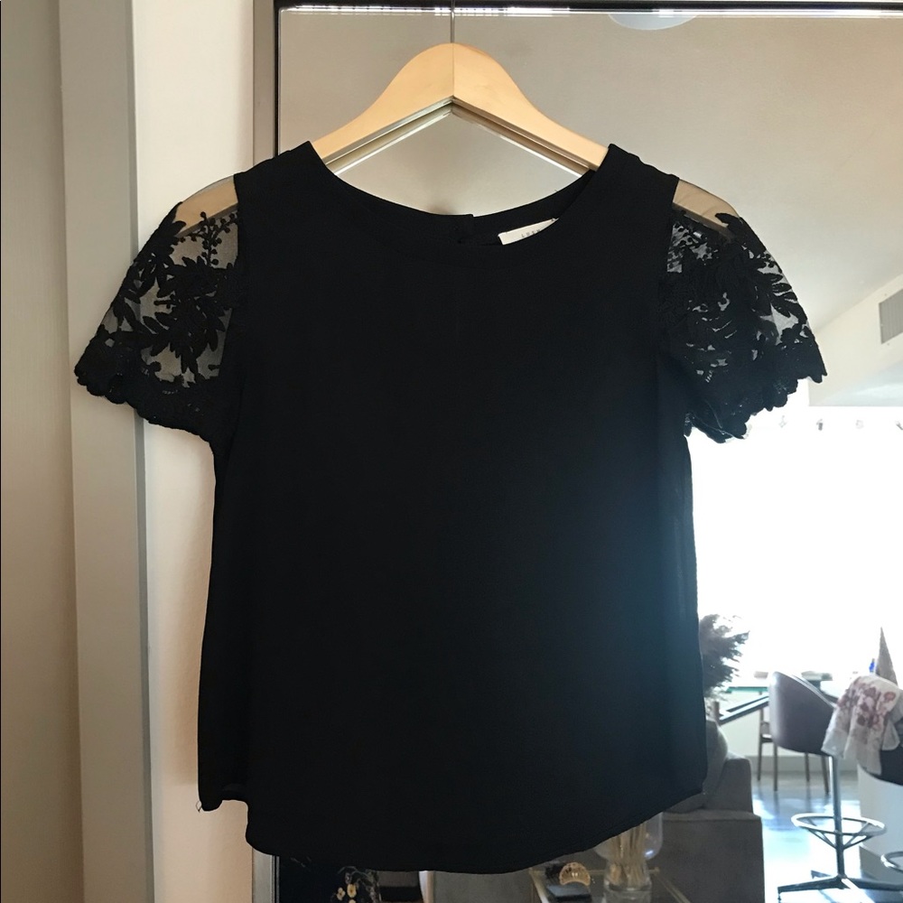 Lush Career Top with Lace Sleeve